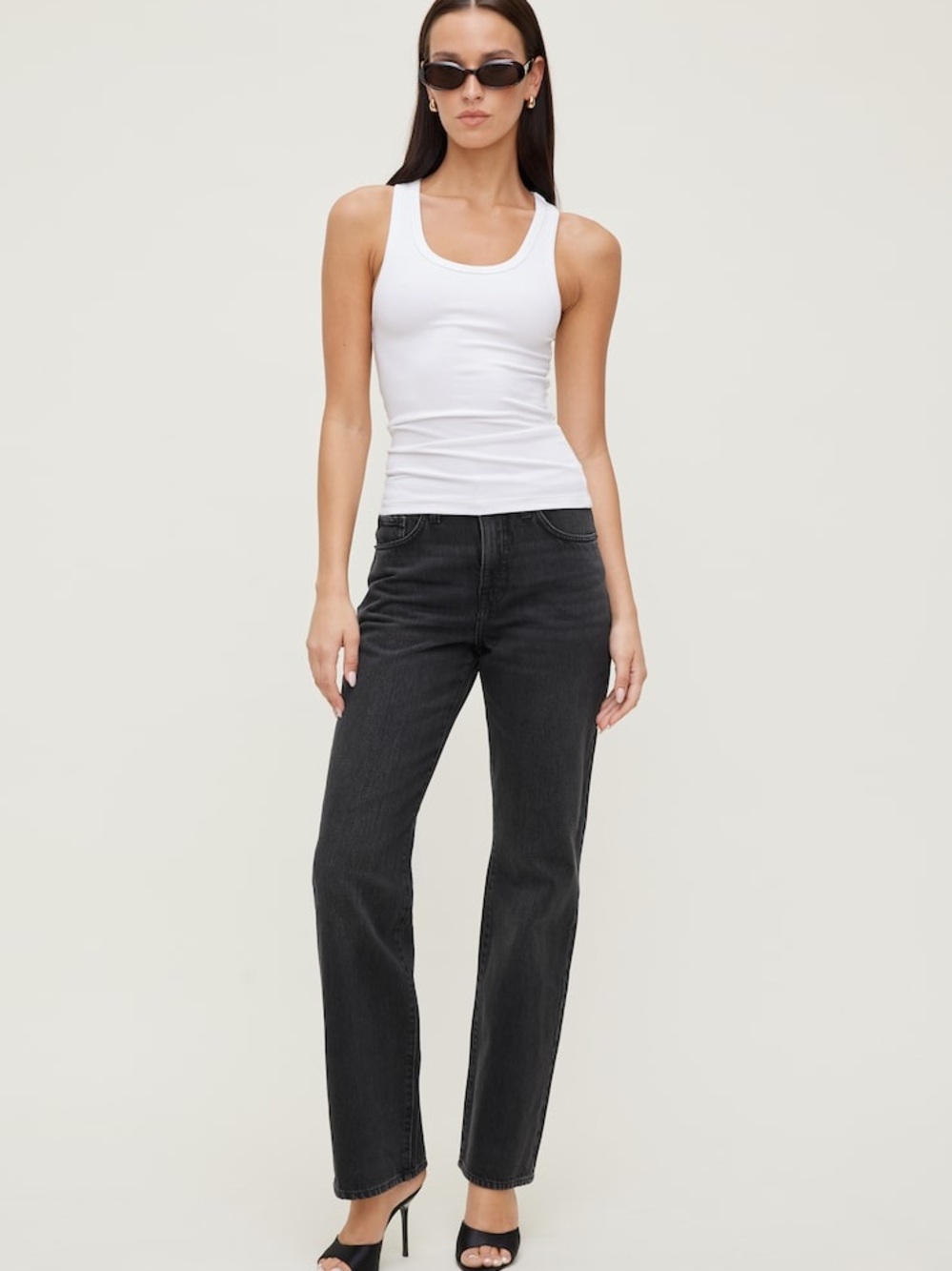 Dynamite Chiara Dark Grey Straight Leg Jeans Size 2 / 26 High Rise Denim